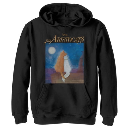 Boy s Aristocats Duchess and O Malley Night Sky Pull Over Hoodie Black X Large
