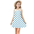 thumbnail image 6 of Big Girls Cute Summer Dresses Sleeveless Sundresses 4-14 Years Teens Kids Trendy Polka Dot Printed Pullover Crewneck A-Line Midi Dress, 6 of 8