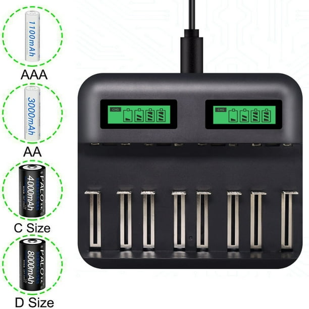 4 or 8 Slot Intelligent Battery Charger USB for C D AA AAA Rechargeable