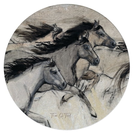 Thirstystone Horses in Motion Round Natural Sandstone Coaster 4-Pack