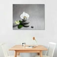 thumbnail image 2 of ONETECH Framed Canvas Print Wall Art White Orchid & Gray Stone Stack Floral Plants Photography Realism Zen Relax/Calm Multicolor Ultra for Living Room, Bedroom 16\x12\, 2 of 4