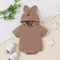 thumbnail image 2 of Easter Toddler Girl Outfit Baby Boys Girls Long Sleeve Solid Easter Rabbit Ear Romper Kids Jumpsuit Easter Outfit Baby Boy Brown 12 Months-18 Months, 2 of 7