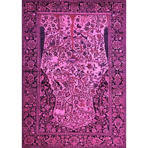 Ahgly Company Indoor Rectangle Persian Pink Traditional Area Rugs, 5' x 7'