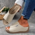 thumbnail image 3 of Orthopedic Wedge Sandals for Women Splice Leather Fashion Platform Slides Casual Solid Color Slip on Walking Shoes Beige Size 7, 3 of 6