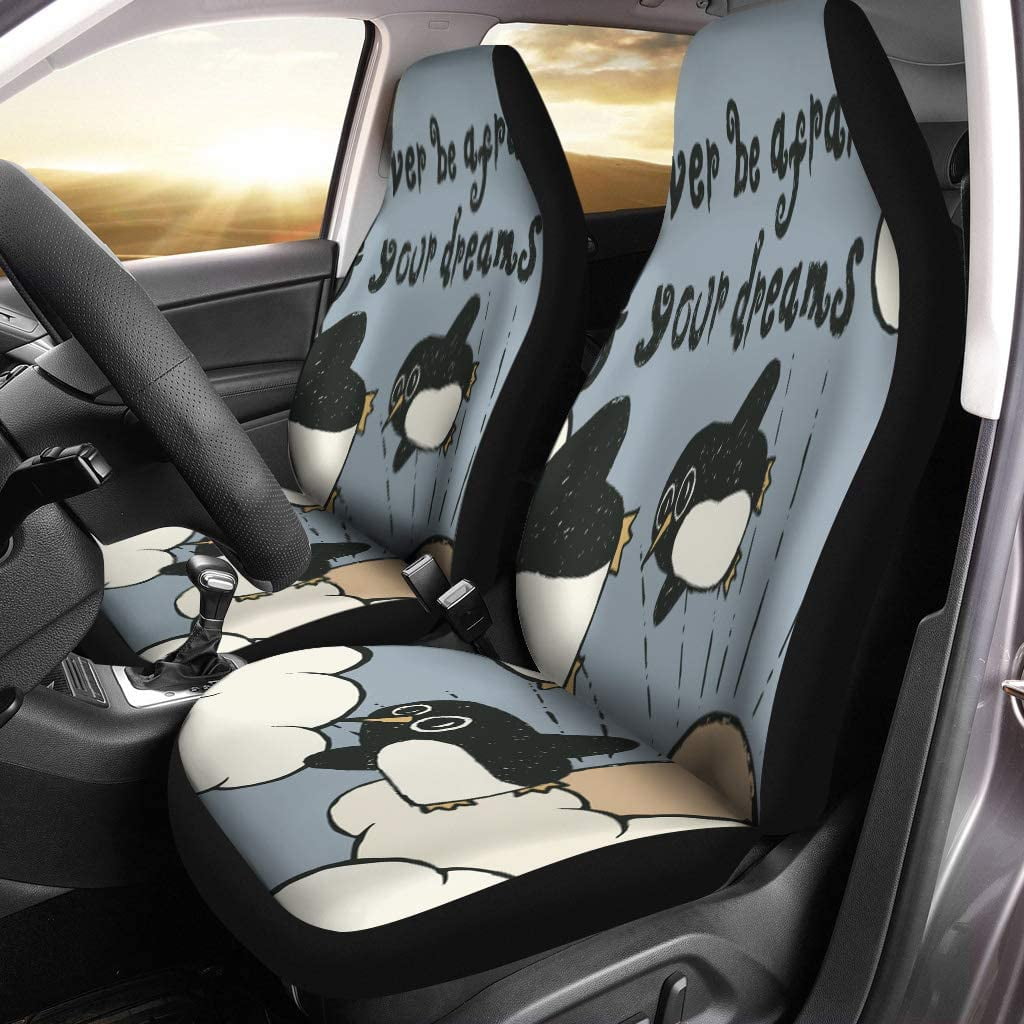 FMSHPON Set of Car Seat Covers Blue Quirky Flying Penguin for Dreamers  Inspirational Nice Sky Universal Auto Front Seats Protector Fits for Car,SUV  Sedan,Truck