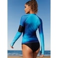 thumbnail image 3 of Beautyin Womens Long Sleeve Rash Guard Shirts Solid Swimsuits Top UPF 50+ Swim Shirts Hiking Top Side Drawstring with Thumb Hole and a Zipper Pocket, 3 of 8