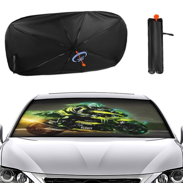 Moto Sombrilla Solar para Auto - Protector de Parabrisas Plegable | Cortina Solar Delantero | Bloqueo UV y Aislamiento de Calor 133x73cm