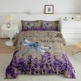 thumbnail image 2 of Erosebridal Lavender Flower Bedding King Comforter Set, Rustic Dragonfly Comforter Sets King Size, Vintage Reversible Down Comforter, Lightweight Bedroom Decorative, 3pcs, 2 of 8