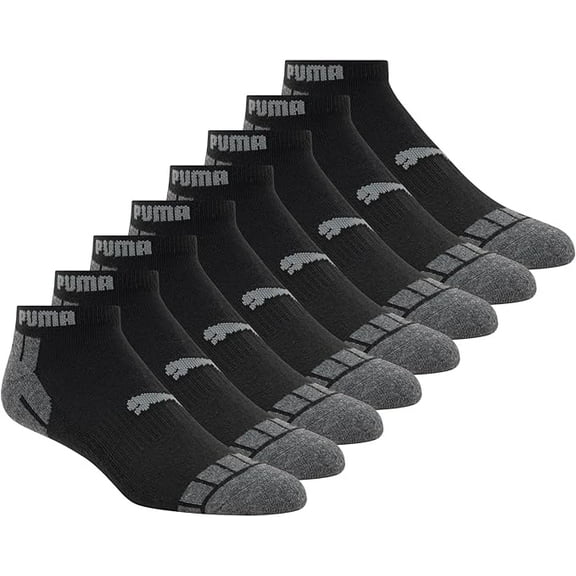 PUMA Men's 8 Pack Low Cut Socks, Charcoal, 10-13