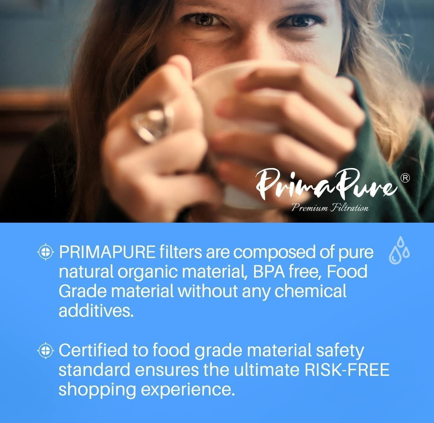 4-Pack PrimaPure Coffee Machine Water Filter Replacement for Jura Clearyl Blue 71445, 67879, ENA3, ENA5, J6, J9, J95 Certified To NSF / ANSI 42 by IAPMO R&T