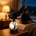 thumbnail image 6 of Halloween Crow Desk Lamp, Dark Academia Table Light with Spooky Bird Figurine Base, Mood Lighting for Study Room, Themed Party Prop and Atmospheric Indoor Decoration for Autumn Evenings, C, 6 of 7