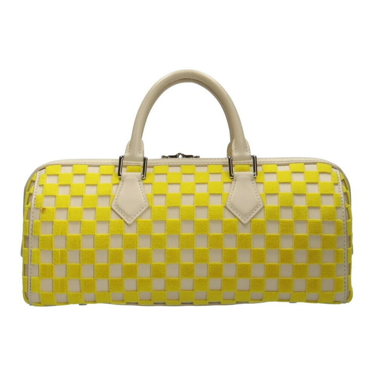 used Pre-owned Louis Vuitton Louis Vuitton Speedy East West Damier Cubic Handbag Leather Yellow Ladies (Fair), Adult Unisex, Size: (HxWxD): 16cm x