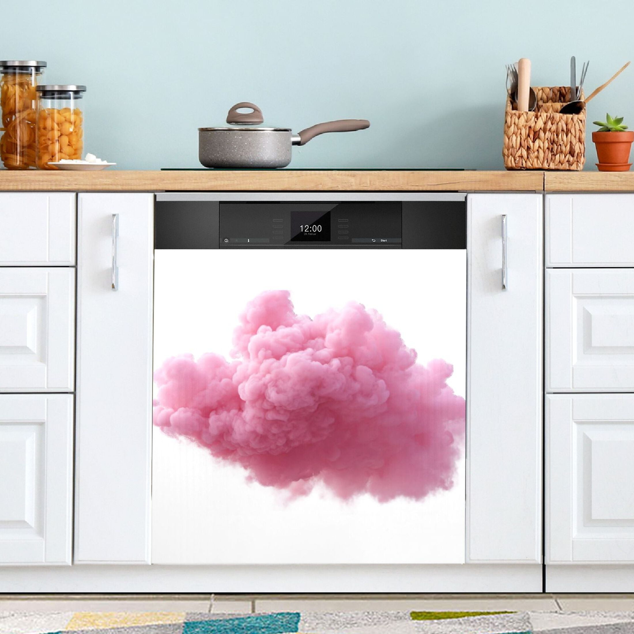 IAUYY Magnetic decorative sticker - 23x26 Inch PVC Refrigerator Decorative Cover, Removable DIY Art for Kitchen Appliances Clouds