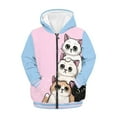 thumbnail image 3 of POLERO Girls Cute Graphic Print Zip Up Hoodies with Pocket Cartoon Cats Pink Blue Print Comfort Soft Hooded Sweatshirts Winter Warm Fleece Jacket 6-7 Years, 3 of 7