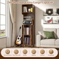 thumbnail image 4 of GODPAW 69" Tall Record Player Stand with Sliding Doors, 4-Tier Fluted Vinyl Record Storage Cabinet, Walnut, 4 of 8