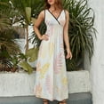 thumbnail image 6 of Pastel Leaves White Background Pattern Dress Fashion Boho Beach Long Dresses Female Party Printed Maxi Dress, 6 of 9