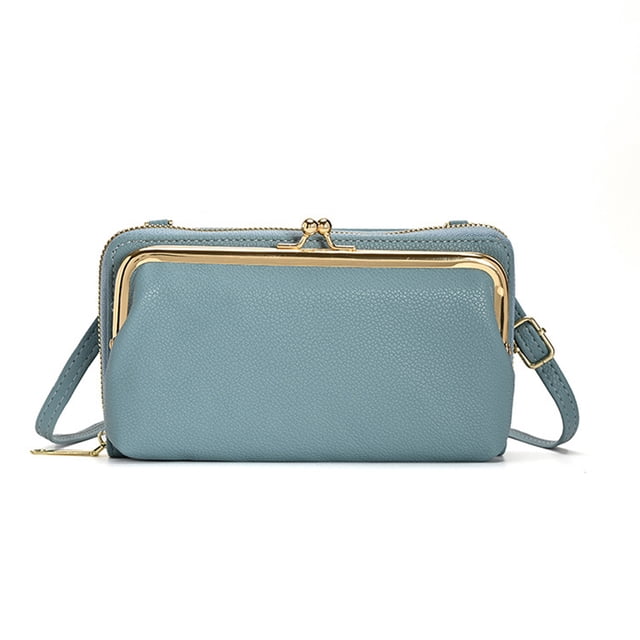 Cartera cruzada de PU con bolsillo para teléfono para mujer, moderna cartera de hombro, 19,5 x 11 x 5 cm