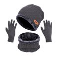 thumbnail image 1 of Conjunto de gorro y bufanda Prolriy para mujer y hombre, gorro de invierno, bufanda, guantes con pantalla táctil, calentador de cuello, gorro de punto grueso, guantes de invierno, color gris., 1 of 5