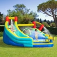 thumbnail image 2 of Outsunny 5-in-1 Water Slide Kids Inflatable Bounce House Water Park Jumping Castle Includes Trampoline Slide Water Pool Cannon Climbing Wall with Carry Bag, Repair Patches without Air Blower, 2 of 9