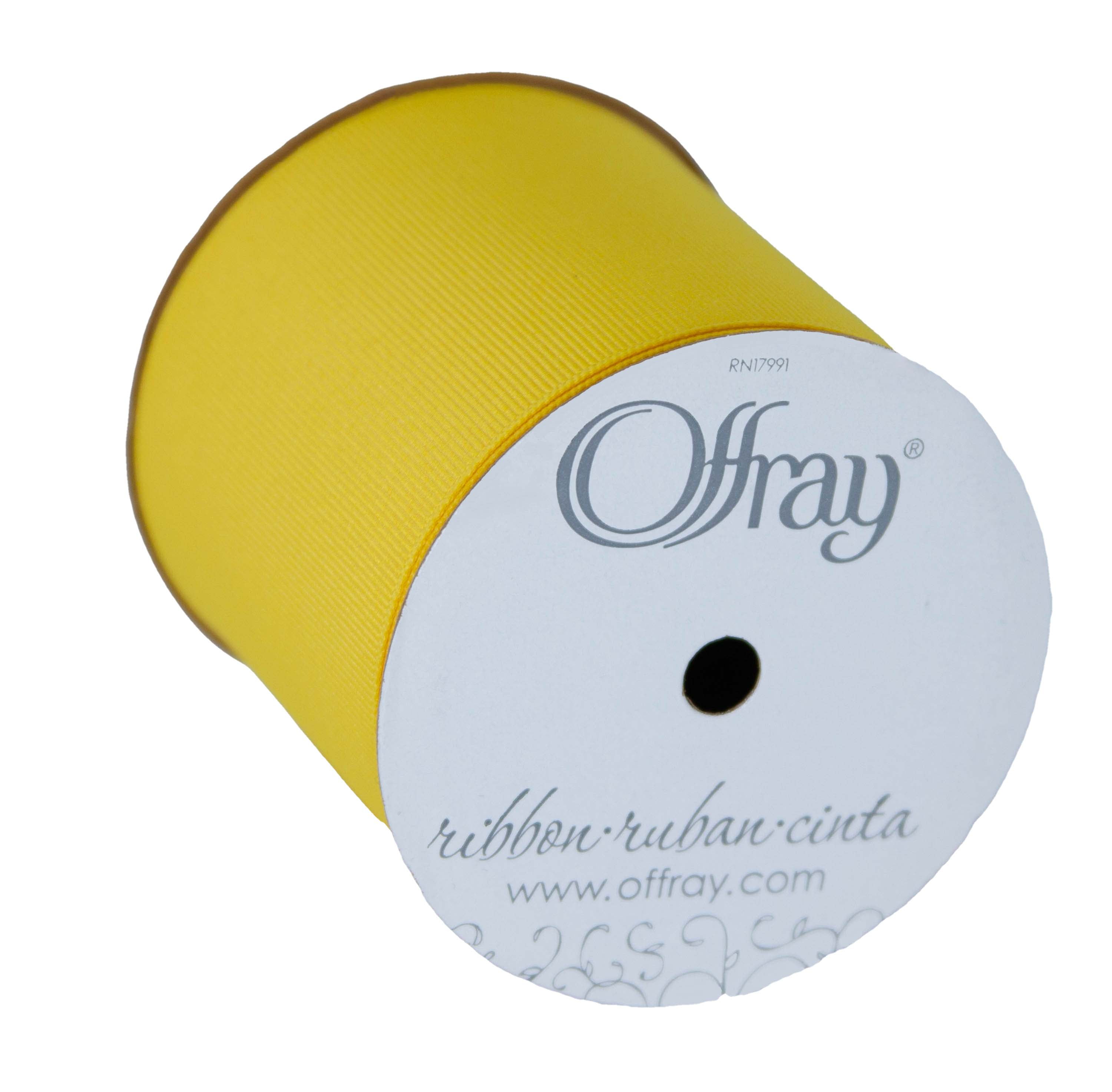 (2 pack) Offray Ribbon, Maize Yellow 3 inch Grosgrain Polyester Ribbon, 9 feet