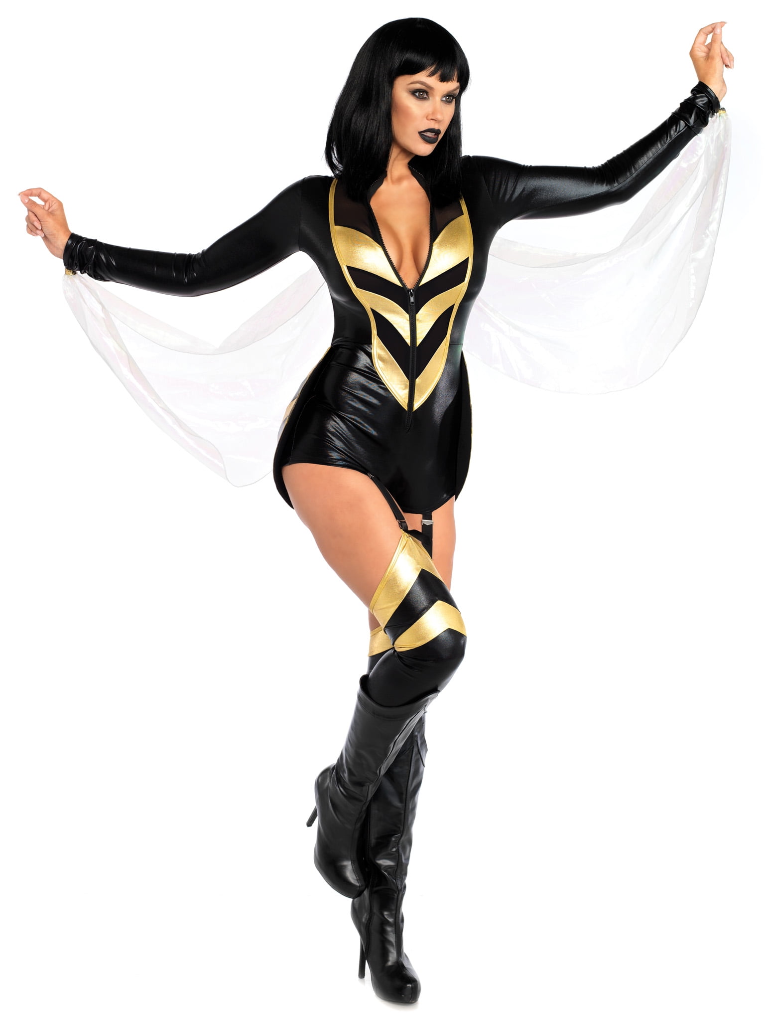 Leg Avenue Womens Hornet Honey Halloween Costume, Large, Black/Gold
