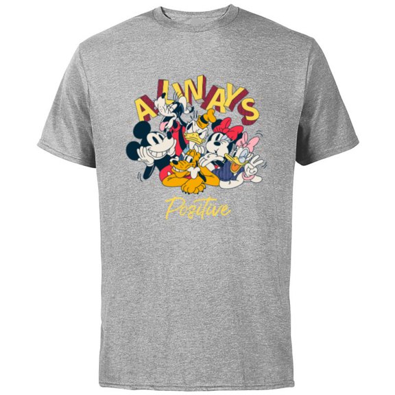 Disney Mickey and Friends Always Positive - Short Sleeve Cotton T-Shirt for Adults - Customized-Athletic Heather