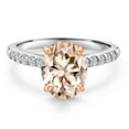thumbnail image 3 of Gem Stone King 10K Two Tone Gold Peach Morganite and Lab Grown Diamond Engagement Ring for Women | 1.80 Cttw | Oval 9X7MM | Gemstone October Birthstone | Size 5, 3 of 6