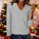 thumbnail image 2 of RKSTN Long Sleeve Shirts for Women Sequin Tops Oversized V Neck Glitter Sparkly T Shirt Womens Casual Solid Plus Size Loose Comfy Party Shimmer Tee Shirt Fall Spring Clothes Holiday Outfits Blouses, 2 of 10