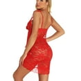 thumbnail image 3 of HAPIMO Plus Size Lingerie Bow Pajamas S-6XL Exotic Nightwear Nightgown Lace Mesh Sheer Lingerie Exquisite Sleepwear Mini Babydoll Dress Red XXL, 3 of 8