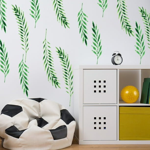 1pc feuilles tropicales sticker mural amovible plante verte Stickers muraux  pour salon enfants chambre chambre salle