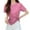 Hot Pink, variant on Summer Tops for Women Fashion Short Sleeve Twist Knot Loose Fit T-Shirts Casual Asymmetrical Hem Tie Front Comfy Tee