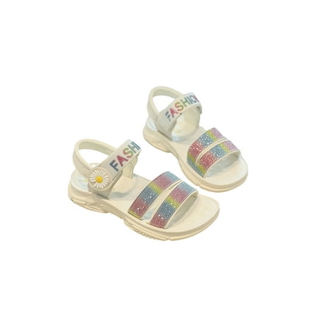 

Crocowalk Kids Casual Fashion Ankle Strap Dress Sandal Comfort Rainbow Shoes Party Cute Flats