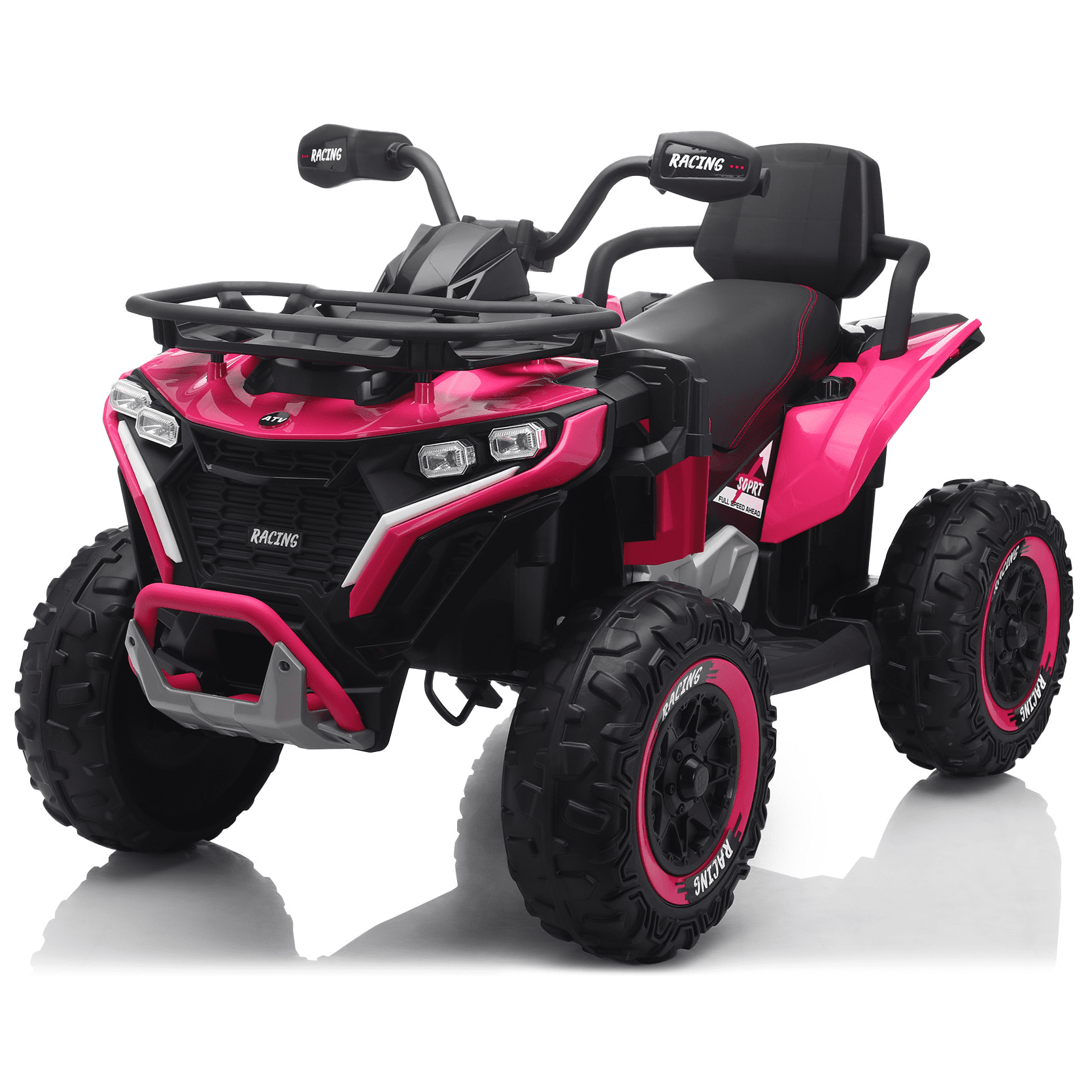 Funride 24 Volt Ride on Toys with Remote Control, Oversized ATV for Kids, 2-Seater 4 Wheeler for Toddlers, Power Car Wheels with Music, Bluetooth, Headlights, EVA Tires, Pink