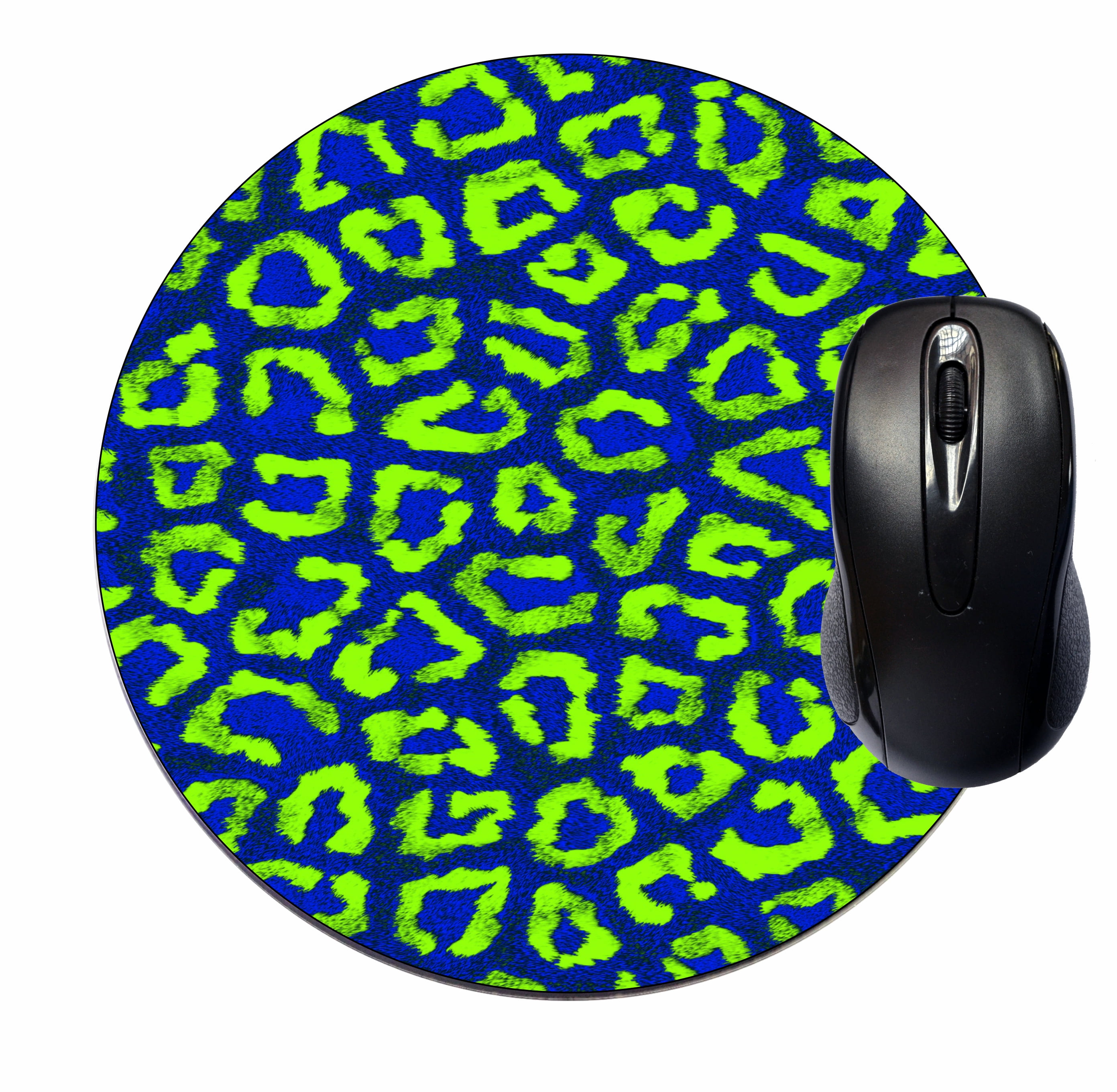 Mouse Mat Pad Mousepad Cute Desk Round Circle Mousemat Mouse Pad Leopard Blue Green Print