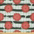 thumbnail image 2 of Ambesonne Modern Fabric by the Yard Microfiber, Splash Flowers on Stripes, 3 Yards, Coral Dark Grey and White, 2 of 2