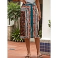 thumbnail image 5 of Women Print High-Waisted, Split-Hem Wrap Skirt Blue L, 5 of 9