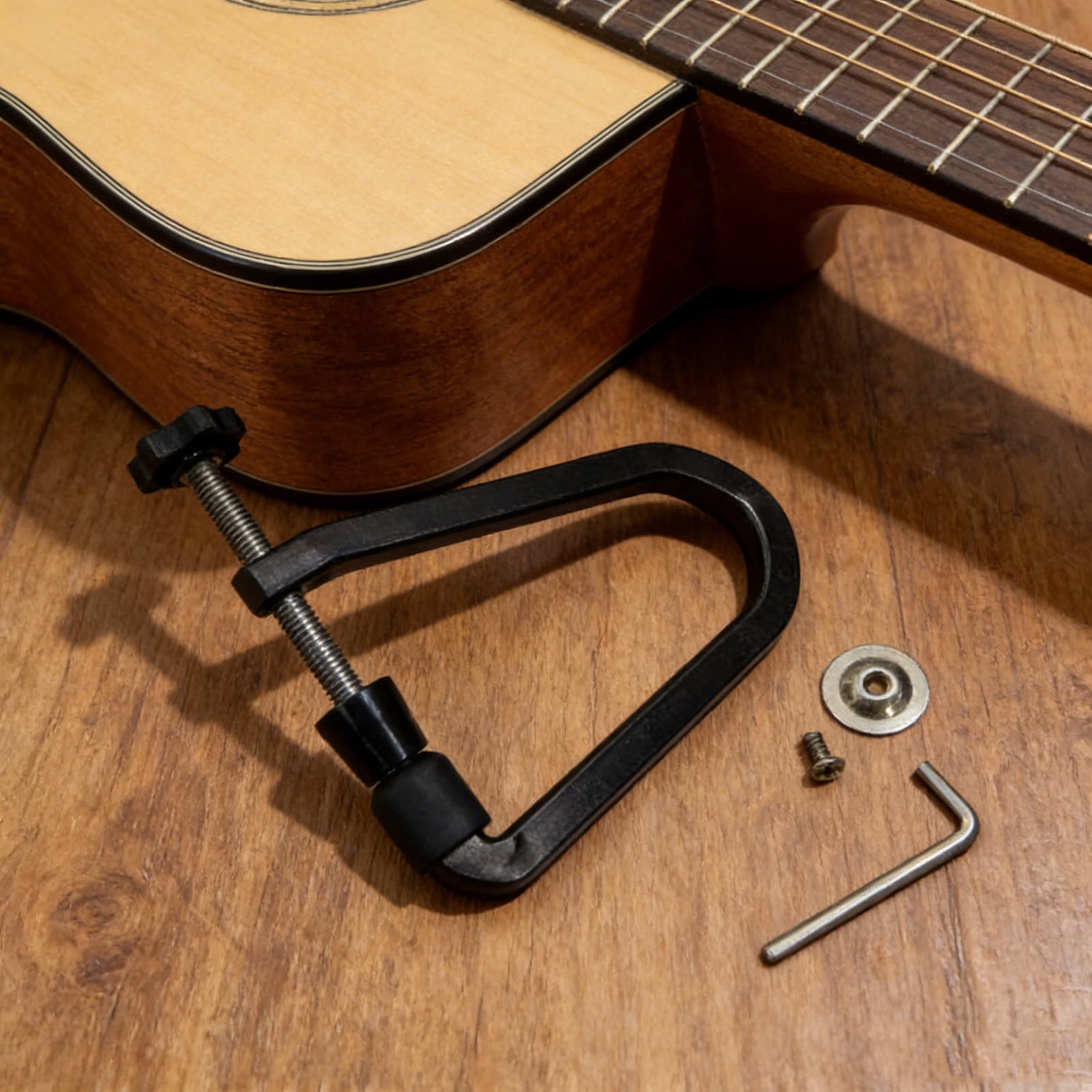 U Shape Adjustable Bridge Clamp for Black Classical Guitars with Stable Mounting Systems and Precise Installation