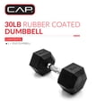thumbnail image 3 of CAP Barbell, 30lb Rubber Hex Dumbbell, Single, 3 of 8