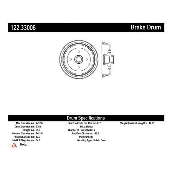 CENTRIC PARTS - BRAKE DRUM Fits select: 1973-1975 VOLKSWAGEN TYPE 1