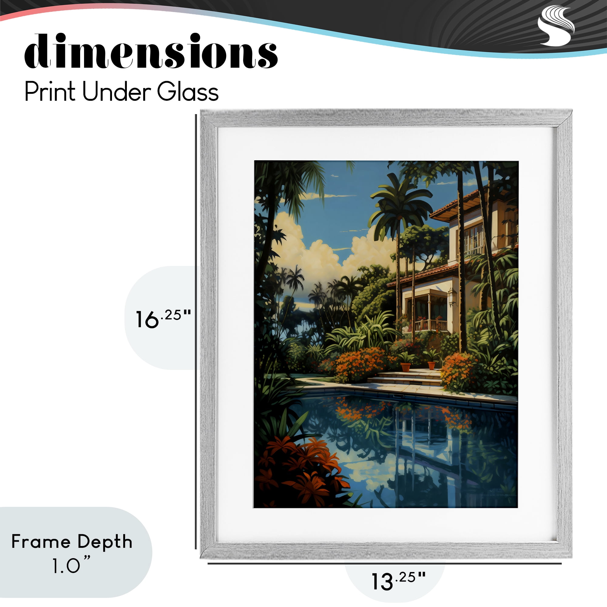 Stupell Industries Tropical Tranquility Villa Gray Framed Print Under Glass, design by Creative Studio