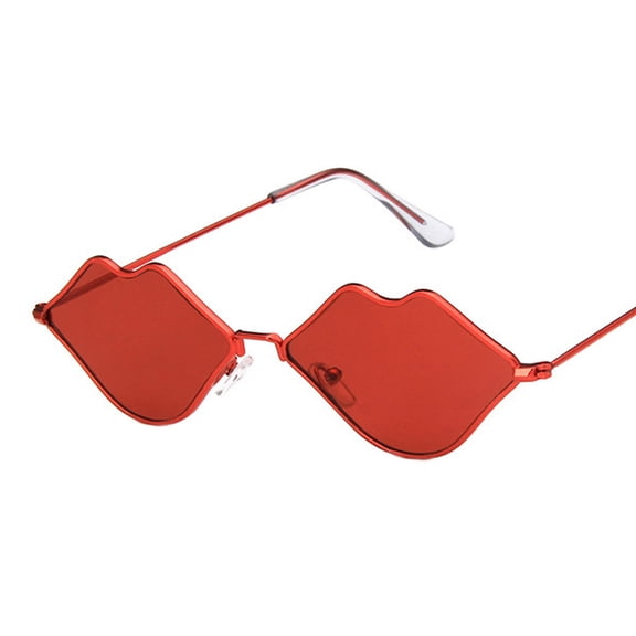 Siminsem Polarized Irregular Sunglasses, Asymmetric One Big One Small Lens Sun Glasses, Light Blocking UV Protection Unique Shades, Red, One Size