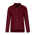 thumbnail image 4 of Womens Dressy Button Down Blouses Business Casual Shirts Long Sleeve Crew Neck Solid Color Fashion Tops, 4 of 5