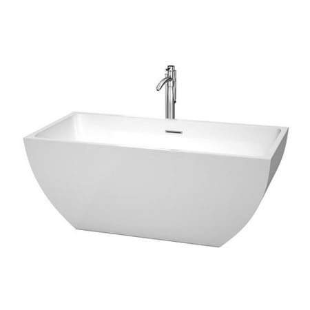 Wyndham Collection Rachel 59 Inch Freestanding Bathtub In White With Wyndham Collection Rachel 59 Inch Freestanding Bathtub In White With Floor Mounted Faucet Drain And