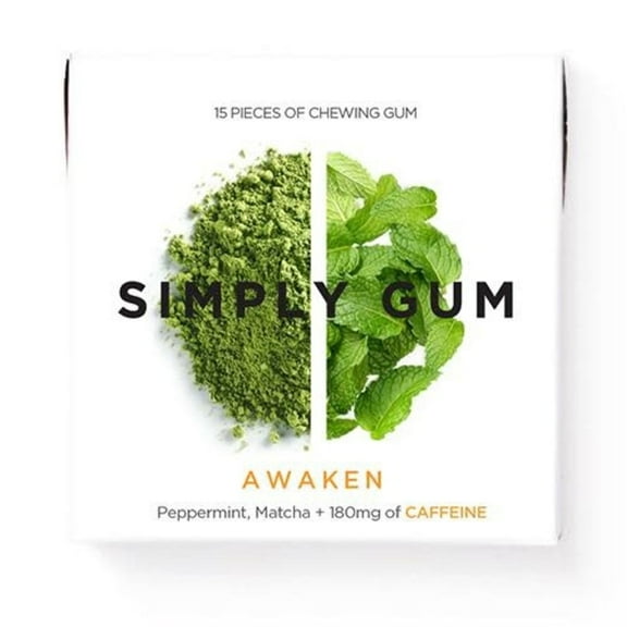 Simply Gum - Gum Awaken Caffeine - Case of 12-15 CT