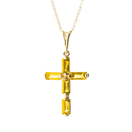 Galaxy Gold 14K Solid Gold Natural Citrine Cross Pendant Necklace for Women - Yellow Gold Fine Jewelry