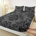 thumbnail image 3 of jejeloiu Gothic Damask Floral Queen Sheet Sets,Bohemian Exotic Style Flat Sheet,Halloween Spooky Castle Queen Fitted Sheet For Adult,Ultra Soft Home Decor,4pcs, 3 of 7