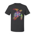 thumbnail image 2 of Wild Bobby, Colorful Rainbow Sea Turtle Animal Lover Men's Graphic T-Shirt, Charcoal, X-Large, 2 of 3