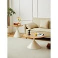 thumbnail image 5 of Design Brown & White Round Set of 2 Coffee Tables Medium-Density Fiberboard Steel Base Living Room Furniture, 5 of 17