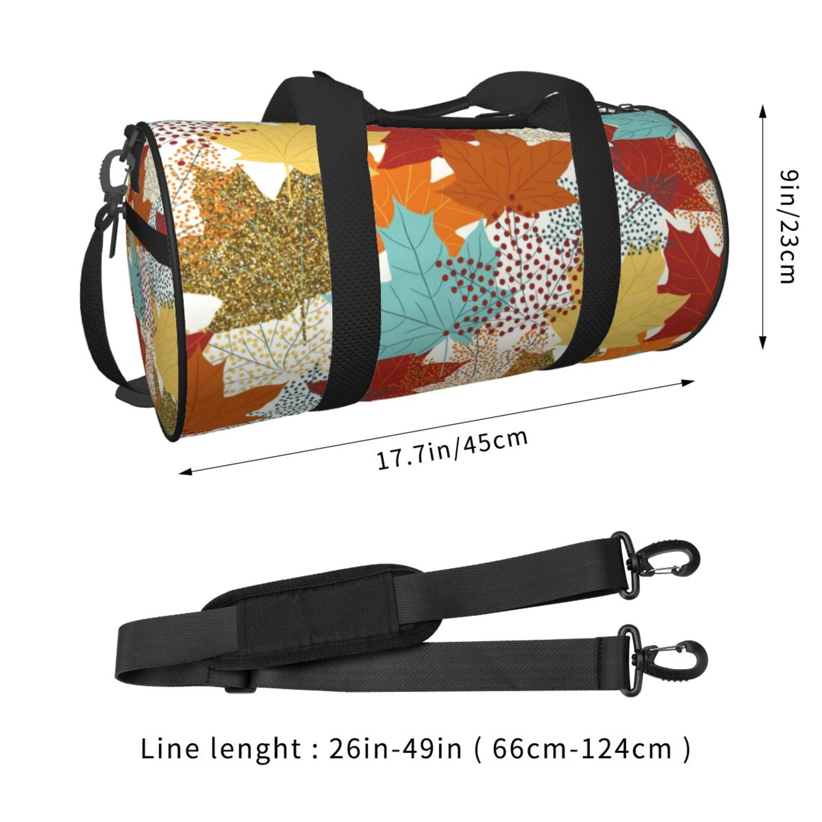 Vsdgher Fall Maple Leaves 45L Foldable Duffel Bag, Sports Gym Bag,Overnight Bag, Portable Weekender Bag for Airplanes