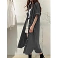 thumbnail image 4 of Womens Summer Casual Short Sleeve Long Shirt Dress Casual Loose Button Down Dress, 4 of 8